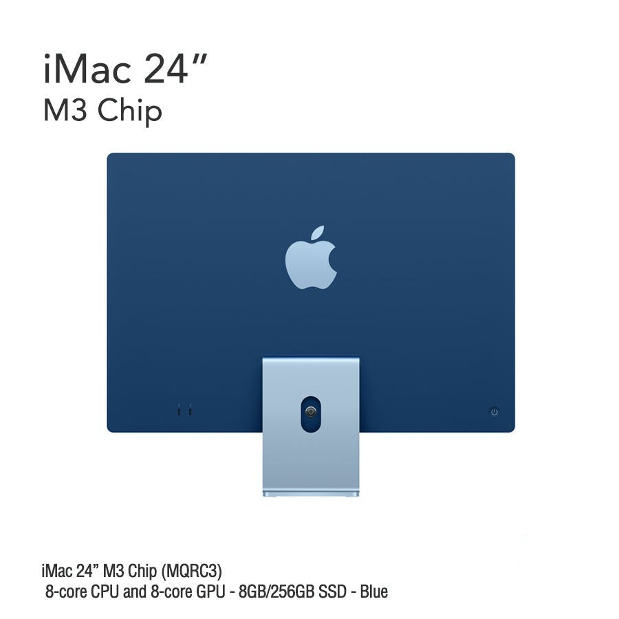 iMac 24" M3 Chip (MQRC3) with 8-core CPU and 8-core GPU - 8GB/256GB SSD - Blue