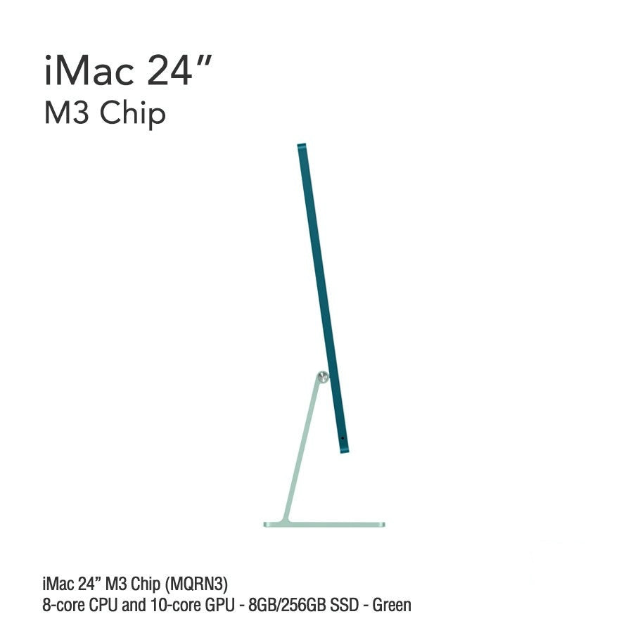 iMac 24" M3 Chip (MQRJ3) with 8-core CPU and 10-core GPU - 8GB/256GB SSD - Green