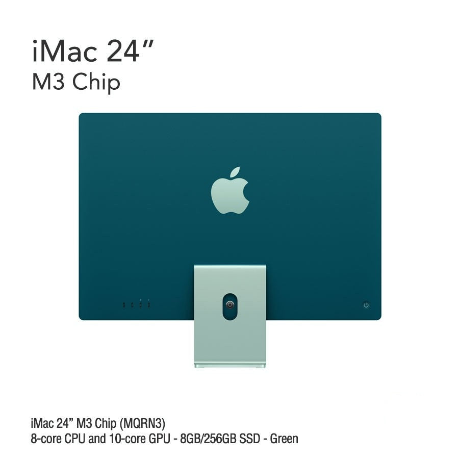 iMac 24" M3 Chip (MQRJ3) with 8-core CPU and 10-core GPU - 8GB/256GB SSD - Green