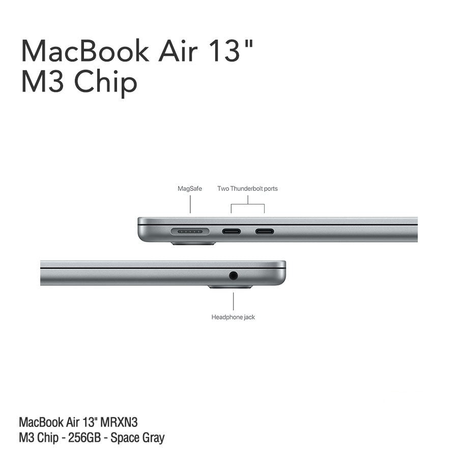 MacBook Air 13.6" [MRXN3] M3 Chip - 8GB UM - 256 GB - Space Gray